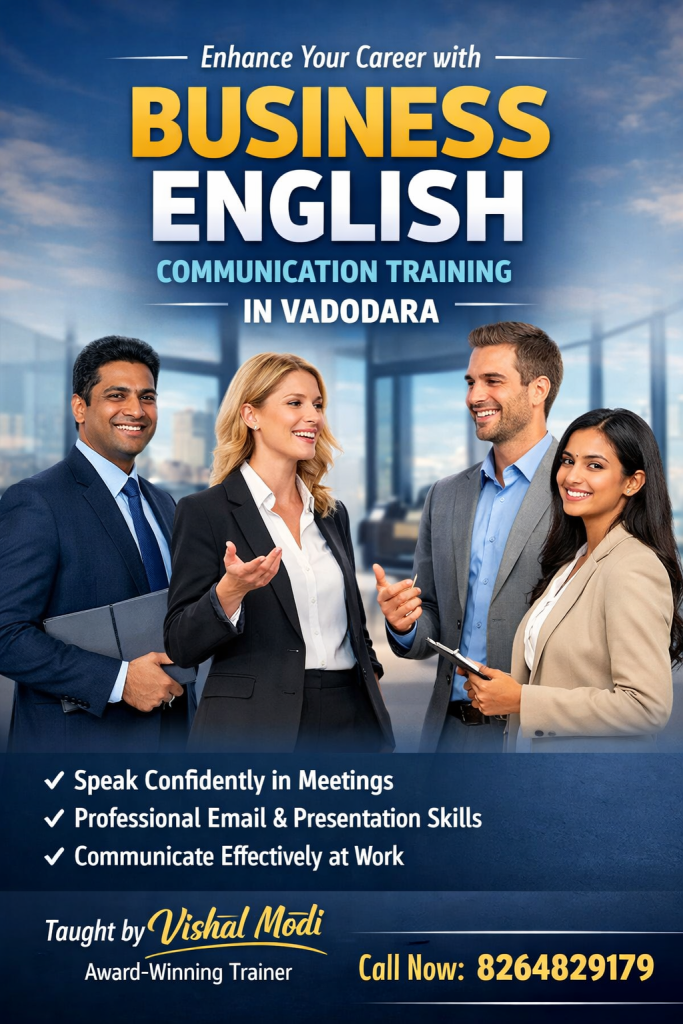 alt="Business English communication training class in Vadodara for professionals"